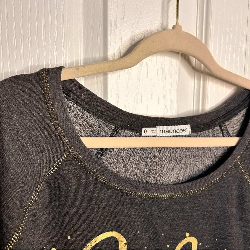 Maurices Charcoal Gray Metallic Foil Long Sleeve Sweatshirt Pop Fizz Clink 0X - Picture 4 of 8